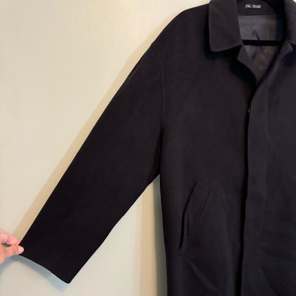 Pal Zileri Coat Mens XL Navy Blue Cashmere Trench Hidden Button Overcoat Jacket - Picture 3 of 11